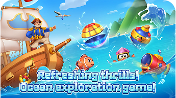 fishes in the sea and capitan in the boat